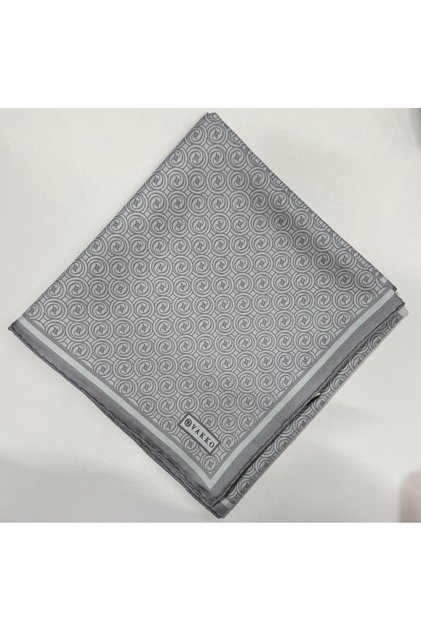 Twill İpek Eşarp - Helezon Monogram - Gümüş