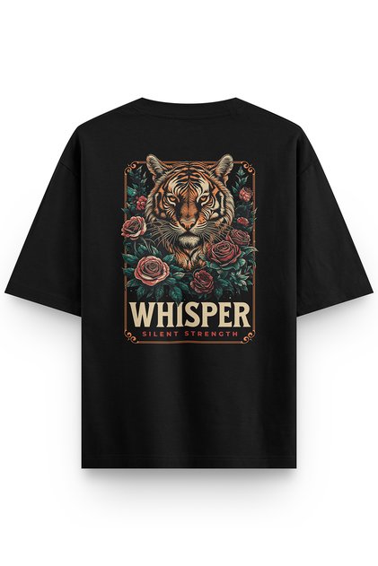 Black Oversize Tshirt Whisper Back Printed Oversize Text Unisex T-Shirt 1376