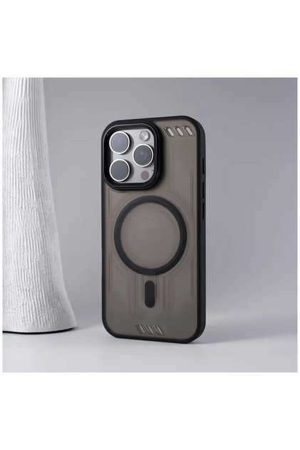 Apple iPhone 12 Pro Compatible Case M-Safe Vault Silicone Case (with Metal Frame) Black