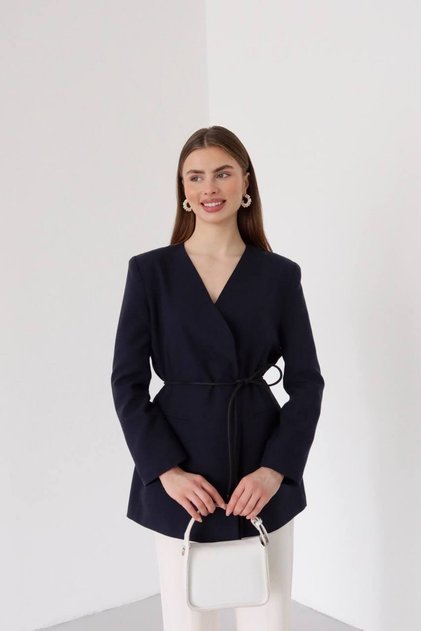 kadın bel bağlamalı blazer ceket