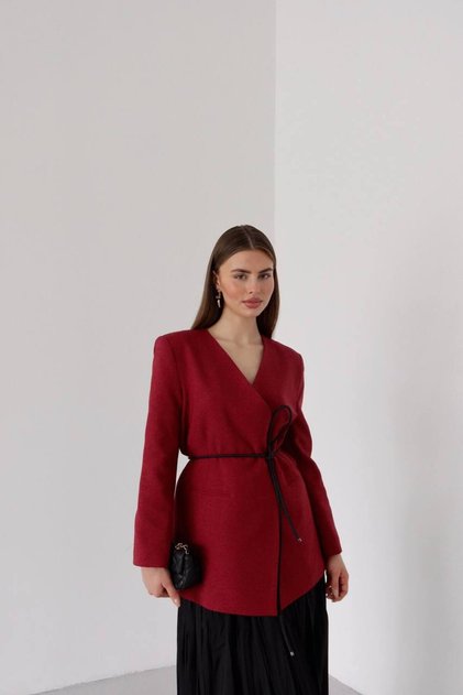 kadın bel bağlamalı blazer ceket