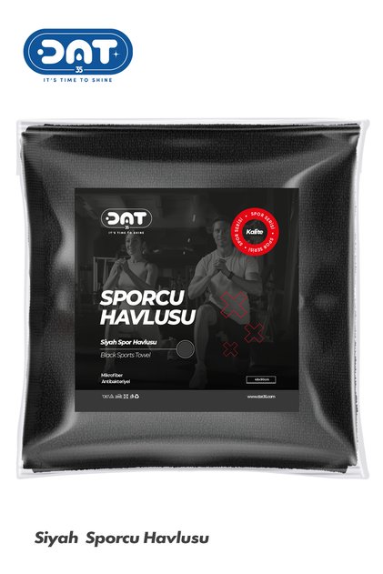 Mikrofiber Sporcu Havlusu 48x90 cm Siyah Gym Fitness Hızlı Kuruyan Havlu