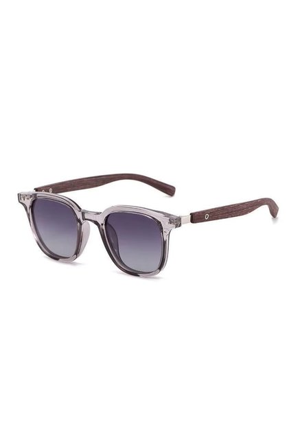 Ochelari de Soare Unisex Ramă Transparentă Gri Brațe Lemn Lentile Gradient SG035