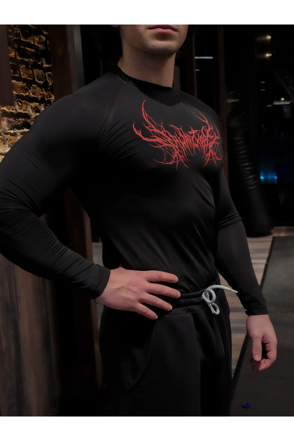 Liber Schwarzwald - Uzun Kollu Compression T-shirt (SİYAH