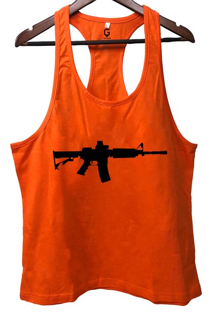 M16 Orange Gym Fitness Tank Top Athlete's Tank Top