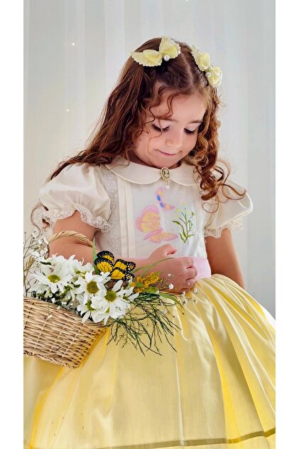 yellow 1st birthday dress Yellow Flower Girl Dress Princess Kids 1st Birthday Ball Gown J484 Yellow / child-12