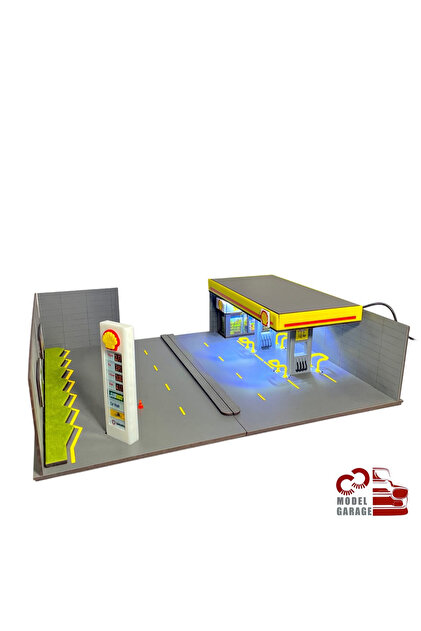 ÜRETİM 1/64 Ölçek Shell Benzinlik Diorama Otopark Diecast Model