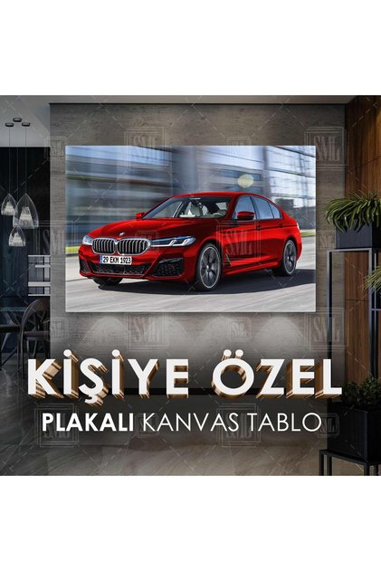 Spor Araba Kişiye Özel Plakalı Bmw 5 Serisi G30 Lci 2020-2023 Erkek Arkadaş Hediyesi Kanvas Tablo