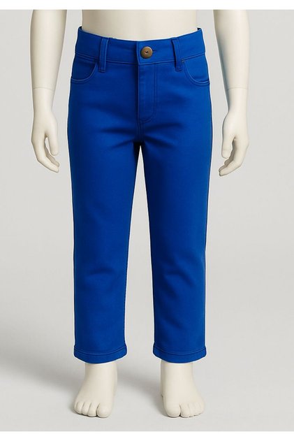 Elastic Waist Gabardine Fabric Cobalt Blue Color Kids Trousers