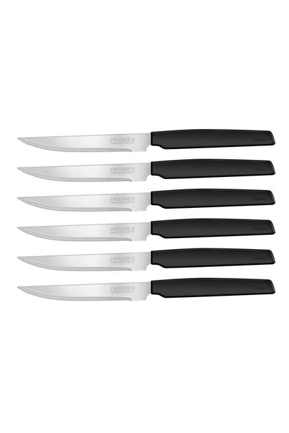STEAK KNIVES, SET 6PCS BLACK HANDLE