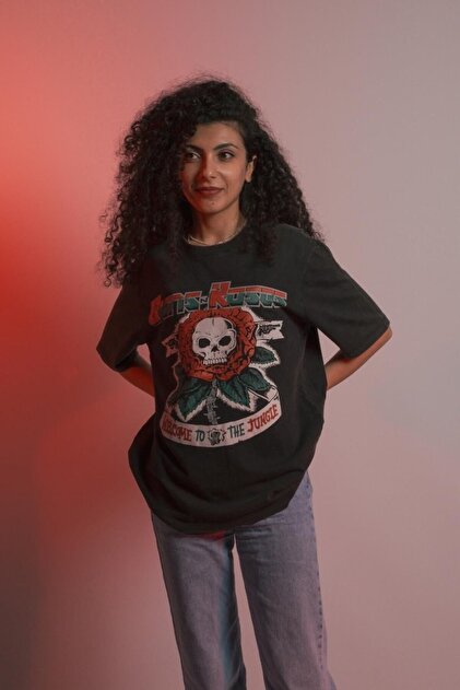 Gabba Nation Records – GNR-05 （240㌘）確認用 Overdrive '' Guns'n Roses Welcome To The Jungle '' Kadın T-shirt