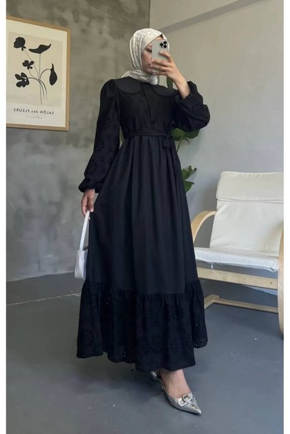 İrem Baby Collar Embroidered Scallop Dress