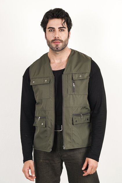 Vestsummer Vest with Multi-Pocket Chest Pocket Zipper