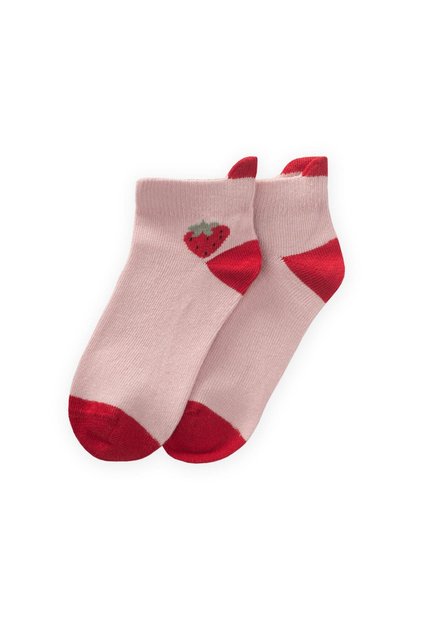 Strawberry Pattern Children's Socks 5-12 Years Pink-Red