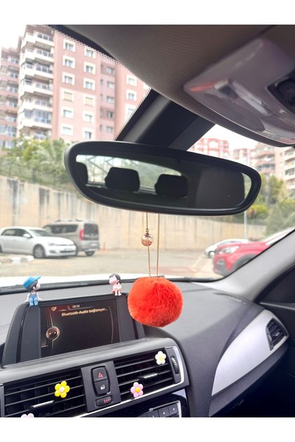 Automobile Rearview Ornament Orange Plush Pompom Orange Movable Ballcock Rearview Ornament