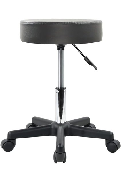 Round Rolling Stool PU Leather Height Adjustable Swivel Drafting Work SPA Medical Salon Stools