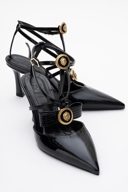 PEAL Black Patent Women's Heeled Shoes