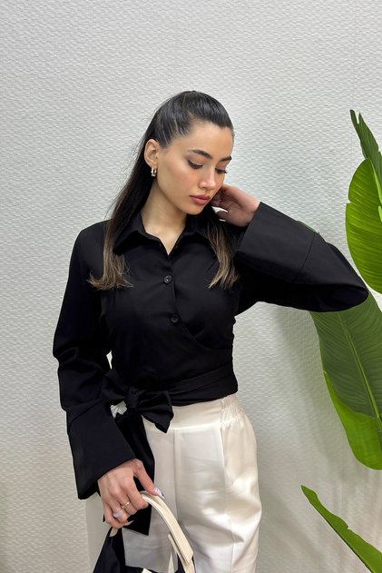 Women's Cotton Fabric Spanish Sleeve Tie-Up Shirt