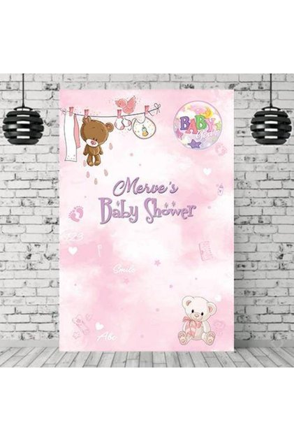 Baby Shower Girl Souvenir Banner Pink 100*150 cm