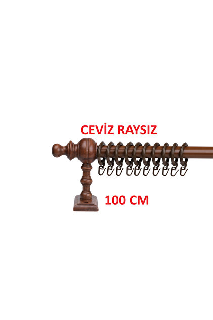 Ceviz Raysız Ahşap Rustik Perde Askısı Rustik Borusu - 100 Cm