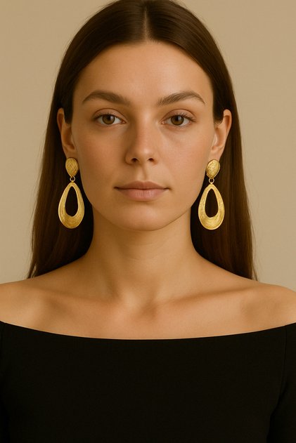 Shell Textured Large Round Circle Teardrop Water Drop Earrings for Women