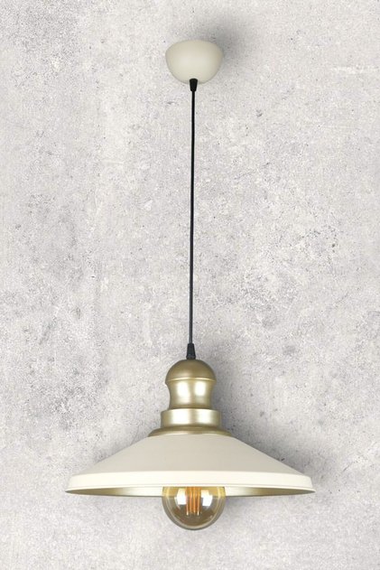 Açelya Modern Tasarım Cafe Mutfak Salon Gold Başlık Metal Krem içi Gold Renk Tekli Avize (AMPULSÜZ)