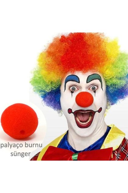 Palyaço Çocuk Karışık Renk Bonus Peruk Ve Burun Set Palyaço Peruk Ve Burun Palyanço Peruk
