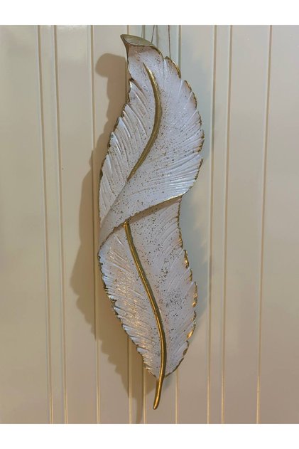 Tüy şekli dekoratif 60 x 16 cm aplık duvar dekoru biblo Ledli