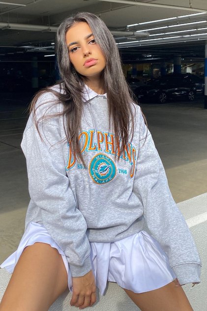 Mad Girls Gray Printed Women's Sweatshirt Mg1210