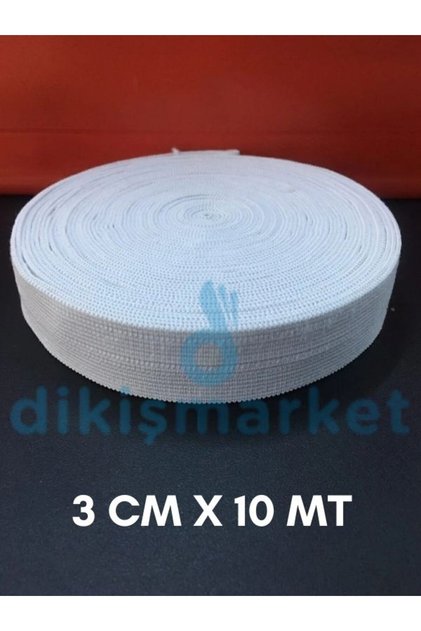 10 Meters - White Waist Leg Flat Wide Rubber Latex Product - Elastic Band - Don Rubber
