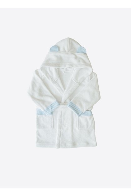 Organic Drm Bathrobe White Blue
