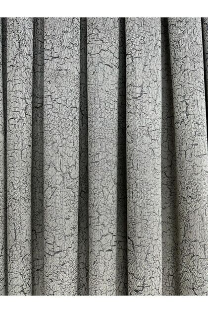 Adde Gray Detailed Stone Color Background Curtain Single Wing 1/2.5 Medium Dense Pleat