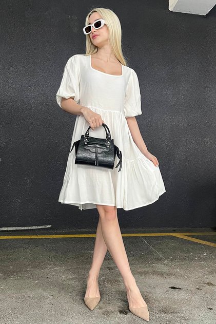 White Backless Basic Short Dress