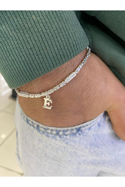 925 Ayar Gümüş Kral Kadın - Erkek Harfli Bileklik
