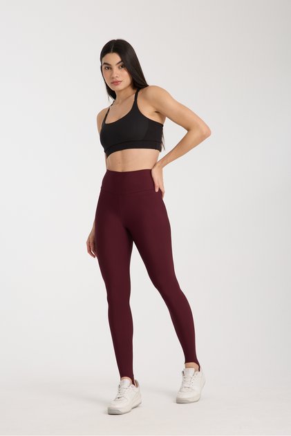 Leggings sport pentru femei, de culoare burgundă, cu talie înaltă