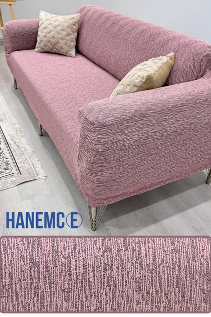Jacquard 3-Seater Sofa Cover, Sofa Bed Sofa Cover Powder Pink (PRODUCT CONTENT 1PCS)