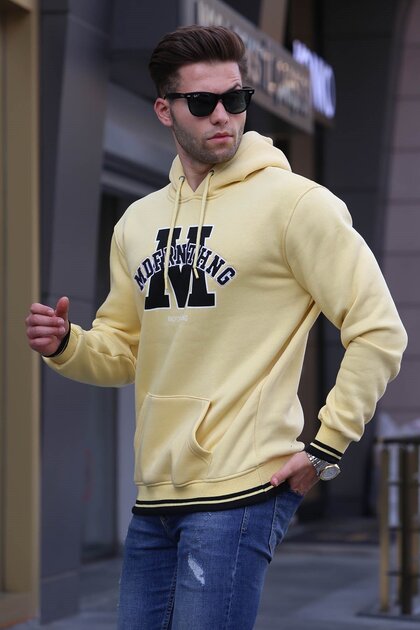 Yellow Embroidered Hooded Sweatshirt 6012