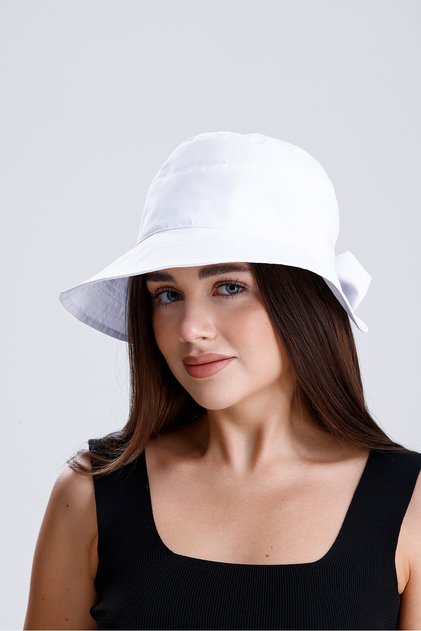 Uv 50+ Sun Protection Women's Visor Bucket Hat with Bow Detail - Adjustable Summer Hat