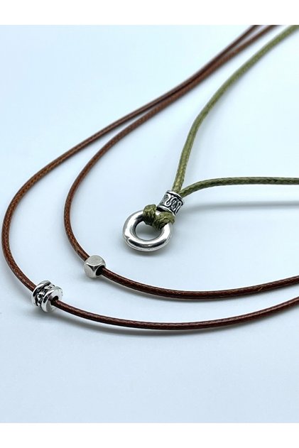 3Pcs Faux Leather Rope Adjustable Interlocking Minimal Bohemian Style Men's Necklace Set