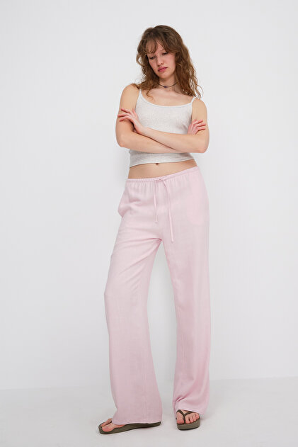Addax Keten Karışımlı Bağlamalı Wide Leg Pantolon PN16649 - Fiyatı