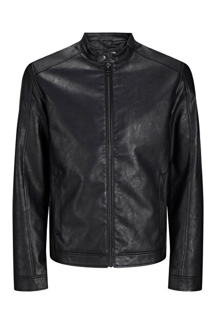 Jack & Jones Erkek Siyah Jjedylan Pu Biker Jacket Noos Ceket