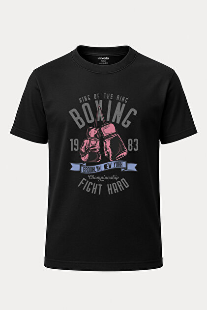 nirvoda Boks Brooklyn Baskılı Loose Fit Bisiklet Yaka Unisex