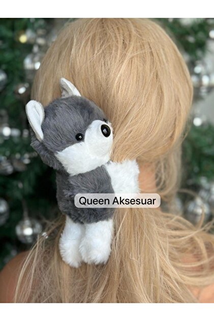 QUEEN AKSESUAR 3'ü 1 arada oyuncak peluş sarılan kurt köpek toka