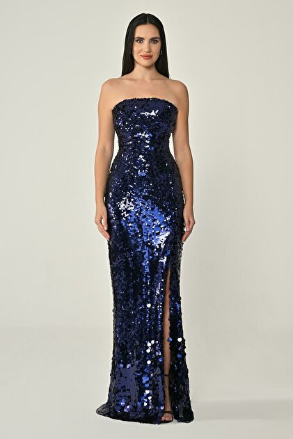 ALFABETA Women's Body Hugging Sequin Sequin Long Stylish Navy Blue Evening Dress & Graduation Dress Ab7079-Dark Blue- Trendyol ALFABETA Women's Body Hugging Sequin Sequin Long Stylish Navy Blue Evening Dress & Graduation Dress Ab7079-Dark Blue- Trendyol