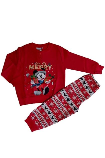 Pijama de bumbac cu tematica de Craciun Mickey Mouse, Just be Merry