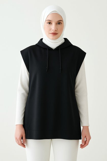 Yanları Açık Büyük Beden Oversize Sweatshirt Süveter Modeli Sıfır Kol Tasarım