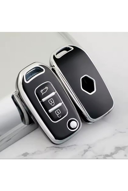 Renault Megane 4 Clio 5 Kadjar Captur Switchblade Key Case Black-Silver