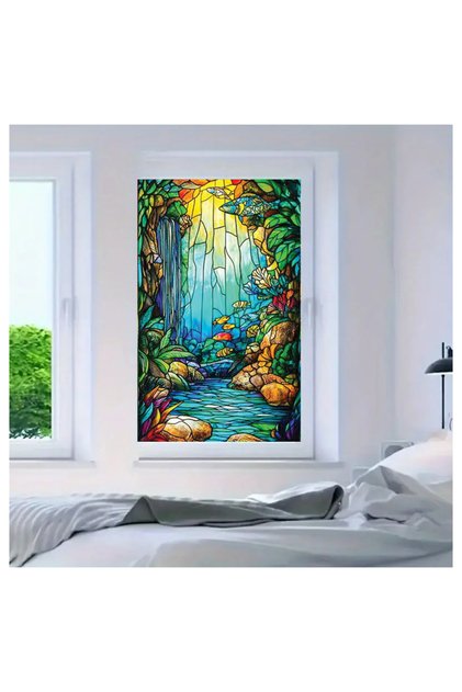Glass Stained Glass Foil, Self Adhesive, Patterned Frosted Glass Foil 61X100 cm