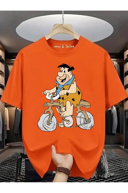 Fred Flintstone Printed Large Size Oversize T-Shirt