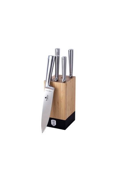 BH 2804 Set de cuțite din 6 piese, mâner turnat, suport din bambus, oțel inoxidabil